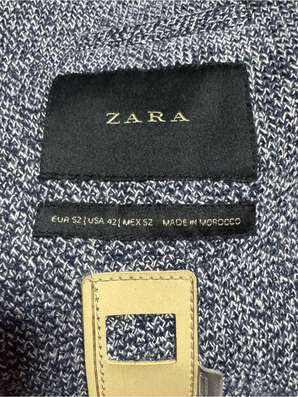 Zara Man Navy Textured Comfort Knit Blazer Sports Coat